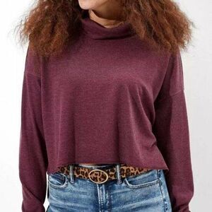 American Eagle Outfitters Xs waffle knit cowl neck top Purple/Burgundy